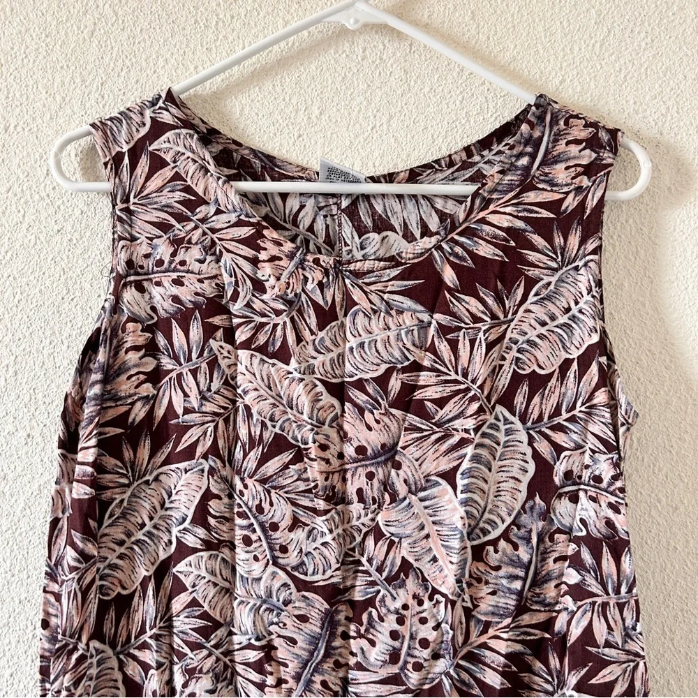 Coconut Hawaiian Beach Palm Leaf Dress Small Sleeveless Vacation Cruise Pullover
